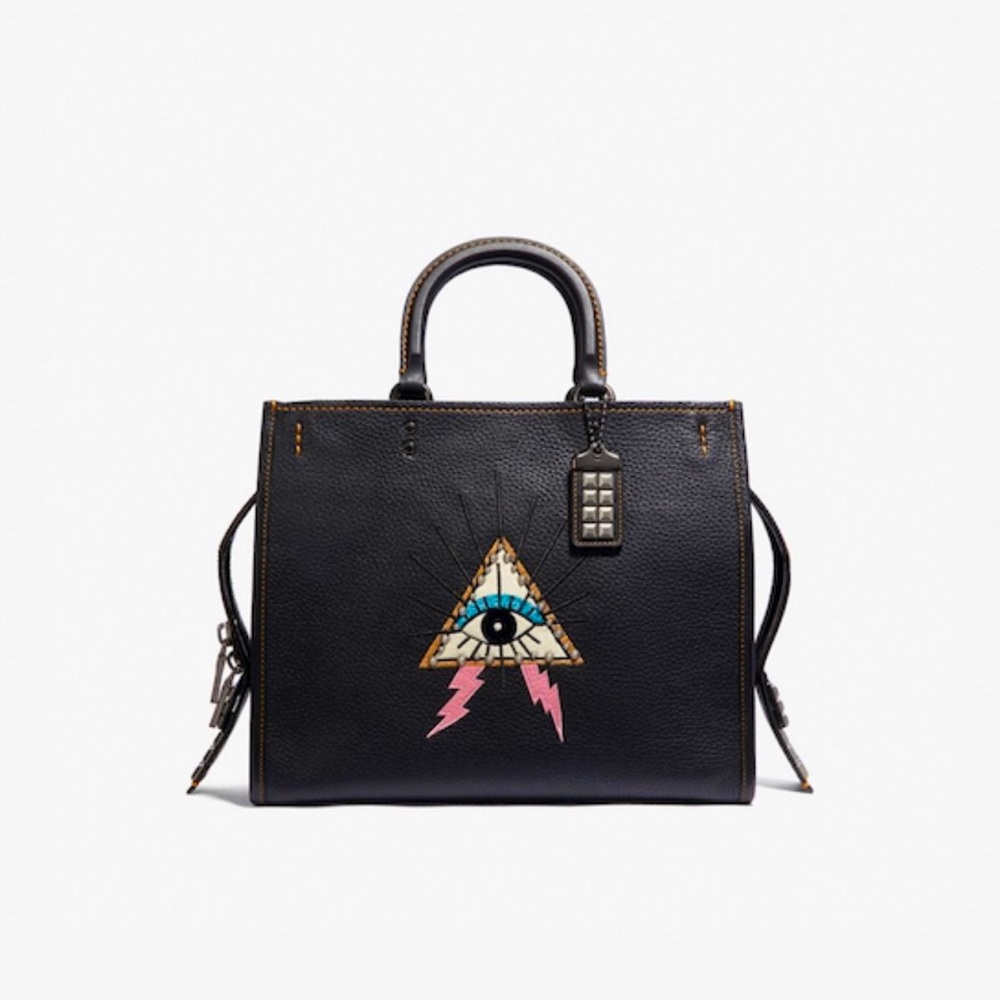 ‼️SOLD‼️ COACH PEBBLE LEATHER 1941 ROGUE 30 PYRAMID EYE STUDS SATCHEL BAG 46811